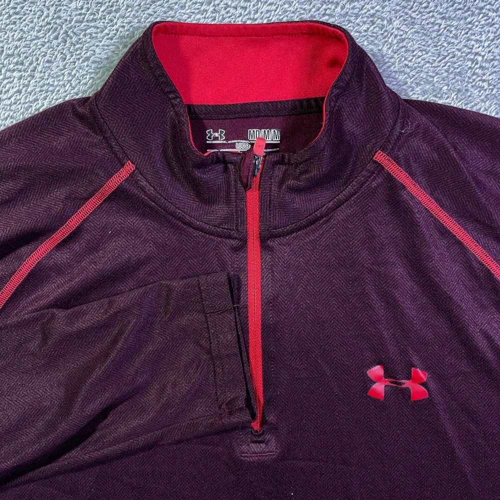 Under Armour Men's Purple HeatGear 1/4‎ Zip Long Sleeve Athletic Shirt MD